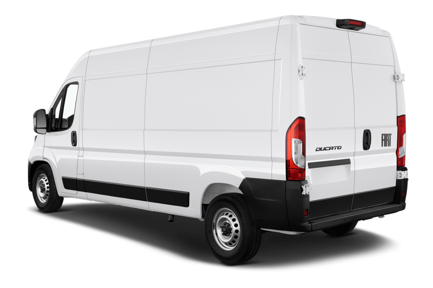 White Fiat Ducato rear three-quarter view